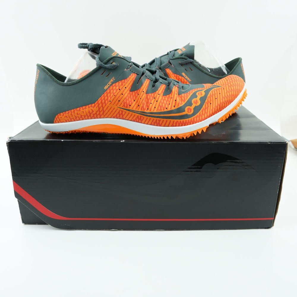 Saucony Endorphin 2 Running Shoes Mens 9 Racing Track Spikes Orange Grey‎